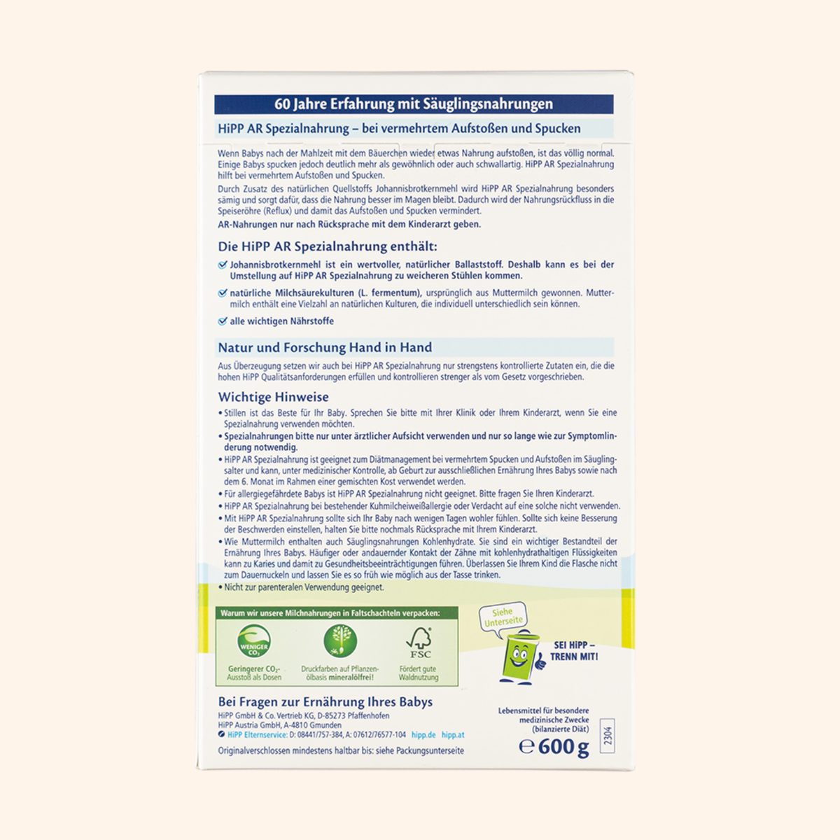 HiPP Anti Reflux Formula - All Stages (600g)