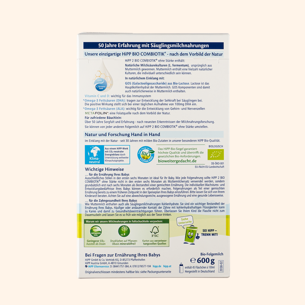 HiPP German Stage 2 Baby Formula Bio Combiotik (600g)